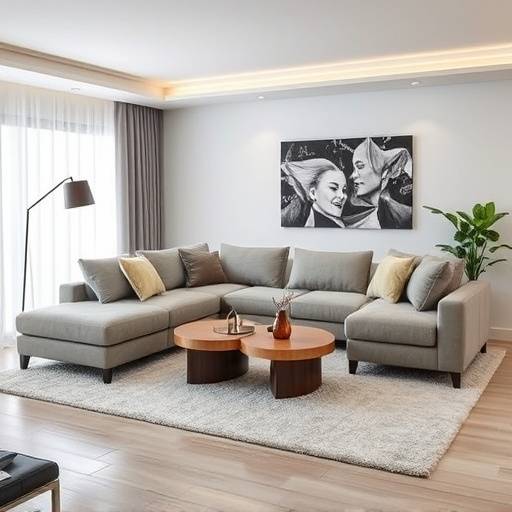 A beautifully designed custom sectional sofa in a modern living room setting