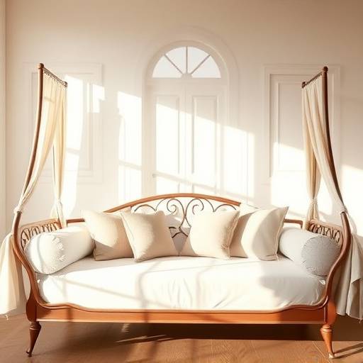 Elegant daybed with soft cushions in a sunlit room
